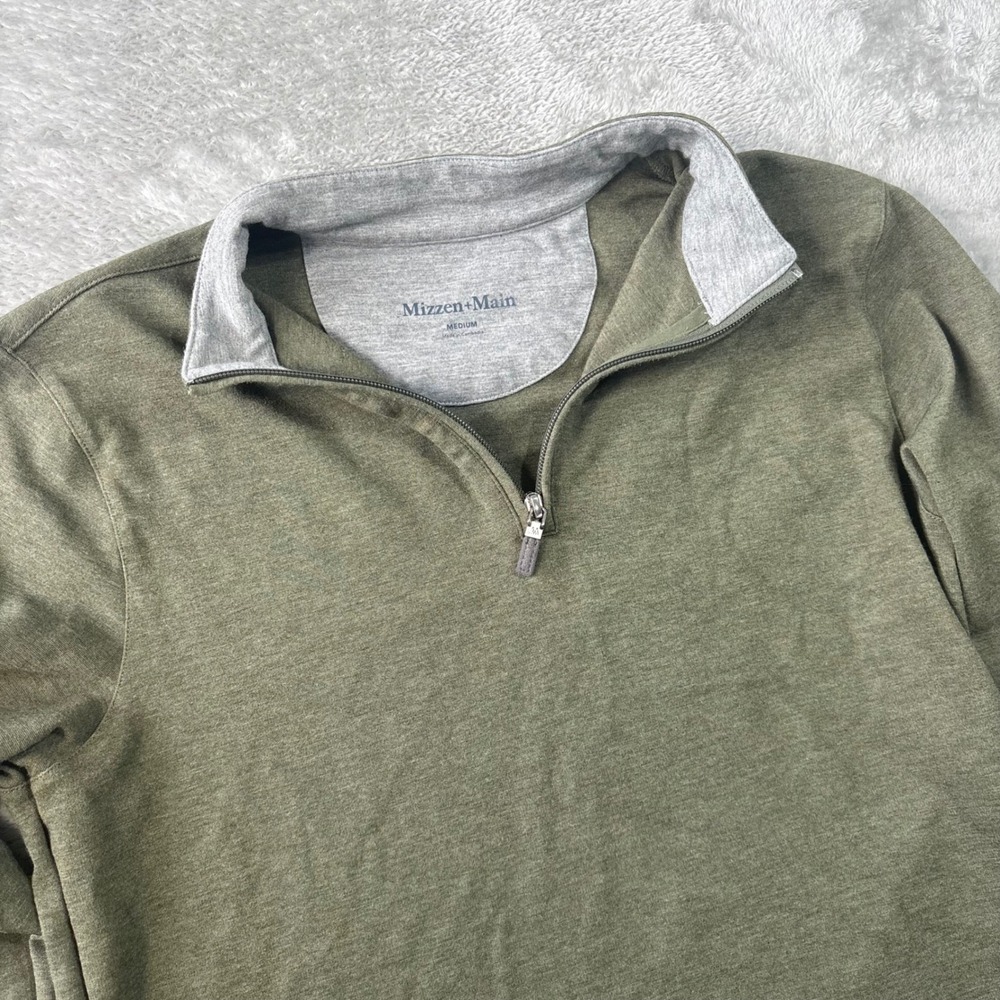 Mizzen+Main KPI Quarter Zip Pullover Mens Medium Olive Green